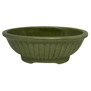 Vintage Haeger Pottery USA 3938-A Green Oval Ribbed Planter Bowl 8"x3" MCM USA